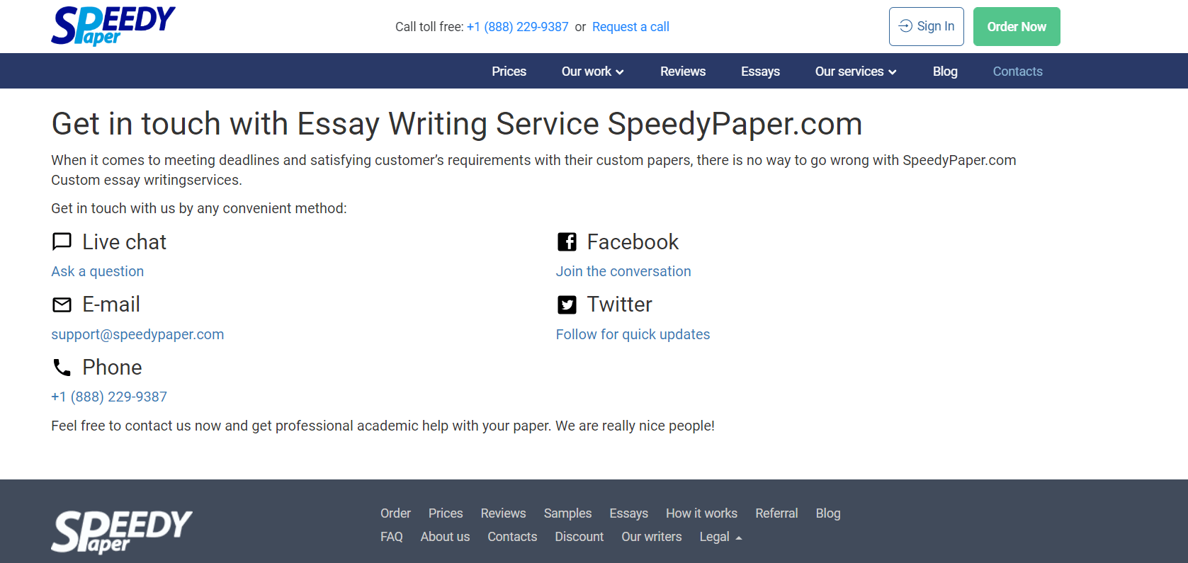 SpeedyPaper Customer Support Review
